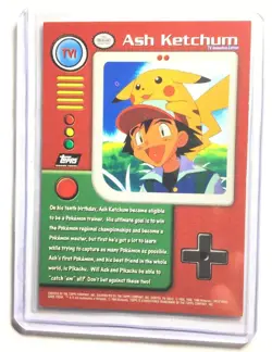 Topps Series 1 1999 TV Animation Ed ASH KETCHUM TV1 Pokemon Character Card - Image 2