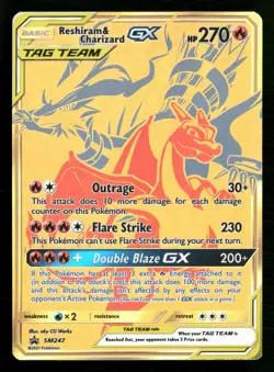 Reshiram & Charizard GX - SM247 - Black Star Promo Pokemon Card - NM/M - Image 1