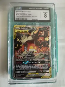 CGC 8 Reshiram & Charizard GX 2019 Black Star Promos SM201 Pokemon Card - Image 1