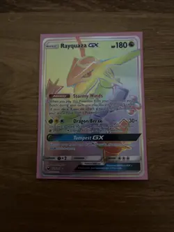 Rayquaza GX 177168 Rainbow Secret Rare Celestial Storm Pokemon TCG Card G2U - Image 1