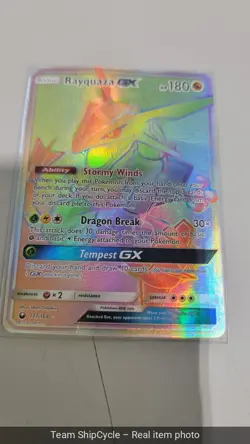 Rayquaza GX 177168 Rainbow Secret Rare Celestial Storm Pokemon TCG Card G2U - Image 4