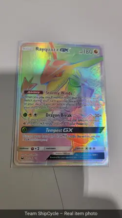 Rayquaza GX 177168 Rainbow Secret Rare Celestial Storm Pokemon TCG Card G2U - Image 5