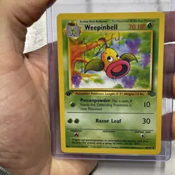 1999 Pokemon Jungle 1st Edition WOTC Weepinbell Uncommon 48/64 NM Vintage Card - Image 1
