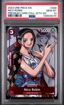 2023 ONE PIECE PREM BANDAI PREM CARD COLL 25TH ED #008 NICO ROBIN PSA 10 - Image 1