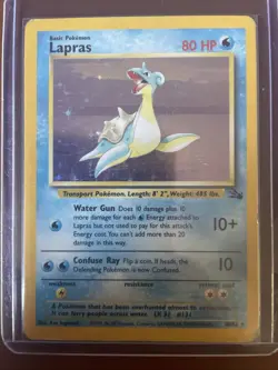 Pokemon Fossil Rare Holo Lapras Card 10/62 - Image 1