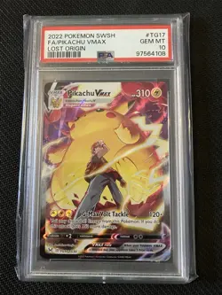 Pokemon Pikachu VMAX Full Art Trainer Gallery SWSH Lost Origin TG17/TG30 PSA 10 - Image 1