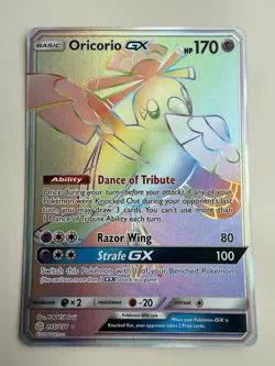 Oricorio GX 255/236 Cosmic Eclipse Rainbow Secret Rare Full Art Pokemon Card NM - Image 1