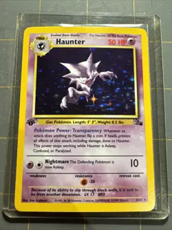 Pokemon TCG Haunter 1st Edition Holo Card Fossil, 6/62, Holographic Rare - Image 1