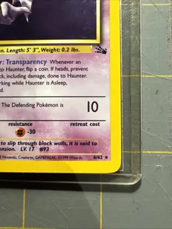 Pokemon TCG Haunter 1st Edition Holo Card Fossil, 6/62, Holographic Rare - Image 4