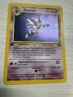 Pokemon TCG Haunter 1st Edition Holo Card Fossil, 6/62, Holographic Rare - Image 1