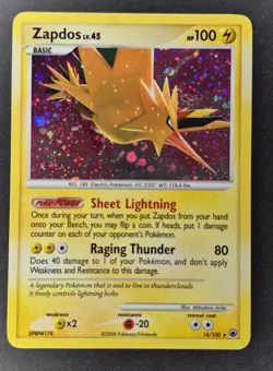 2008 Pokemon - Zapdos 14/100 Rare Holo Diamond & Pearl Majestic Dawn LP #Swirl - Image 1