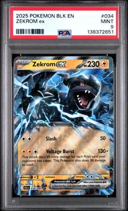 2025 POKEMON BLK EN-BLACK BOLT #034 ZEKROM EX PSA 9 - Image 1