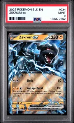 2025 POKEMON BLK EN-BLACK BOLT #034 ZEKROM EX PSA 9 - Image 1