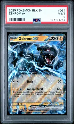 2025 POKEMON BLK EN-BLACK BOLT #034 ZEKROM EX PSA 9 - Image 1