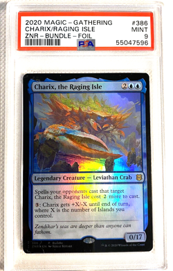 PSA 9 MINT 2020 ZENDIKAR RISING MTG CHARIX THE RAGING ISLE #386 FOIL ZNR G5301 - Image 1