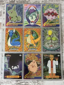 Pokemon Topps 1990’s Card Lot 10 Pages Near Mint Chrome Holo Speckled Sticker - Image 1