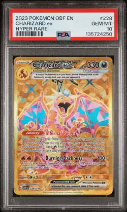 2023 POKEMON OBF EN-OBSIDIAN FLAMES HYPER RARE #228 CHARIZARD EX PSA 10 - Image 1