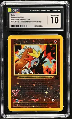 Pokemon TCG Entei (2001) Black Star Promo 34 Reverse Holo CGC 10 - Image 1
