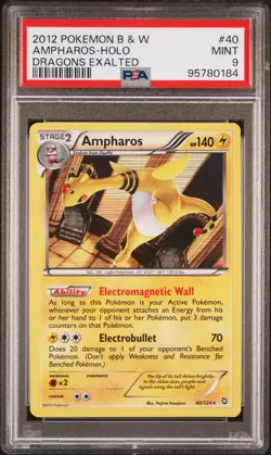 2012 POKEMON B&W DRAGONS EXALTED #40 AMPHAROS-HOLO PSA 9 - Image 1