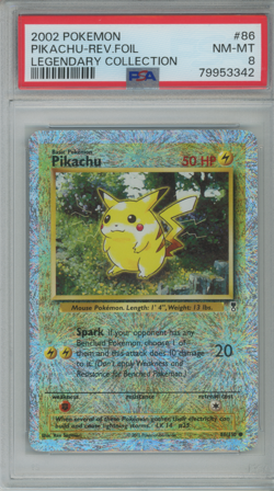 2002 Pokemon Legendary Collection Pikachu REVERSE FOIL #86 PSA 8 - Image 1