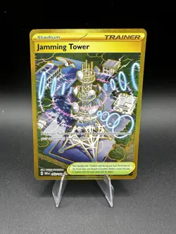 Pokemon TCG Jamming Tower Destined Rivals Gold Trainer Card 243/182 Holo NM/MINT - Image 1