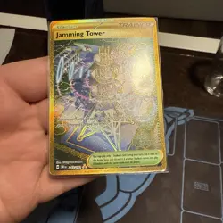 Pokemon TCG Jamming Tower Destined Rivals Gold Trainer Card 243/182 - Image 1