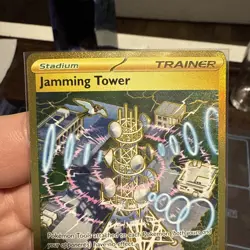 Pokemon TCG Jamming Tower Destined Rivals Gold Trainer Card 243/182 - Image 2