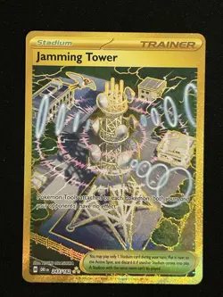 Jamming Tower Destined Rivals 243/182 Pokemon Trainer Card TCG Gold Hyper Rare - Image 1
