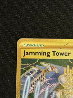 Jamming Tower Destined Rivals 243/182 Pokemon Trainer Card TCG Gold Hyper Rare - Image 3
