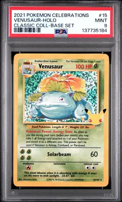 2021 POKEMON CELEBRATIONS CLASSIC COLLECTION #15 VENUSAUR HOLO PSA 9 MINT - Image 1