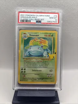 2021 Pokemon Celebrations Classic Collection #15 Venusaur Holo PSA 10 Gem Mint - Image 1