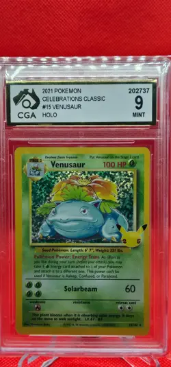 2021 Pokemon Celebrations Classic Venusaur 15/102 Holo CGA 9.5 Gem Mint - Image 1