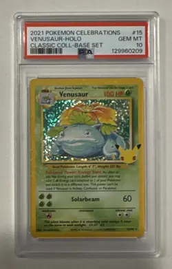 2021 Pokemon Celebrations Classic Collection #15 Venusaur-Holo PSA 10 Gem Mint - Image 1