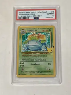 2021 Pokemon Celebrations Venusaur Holo Base Set #15 Gem Mint PSA 10 Collect - Image 1