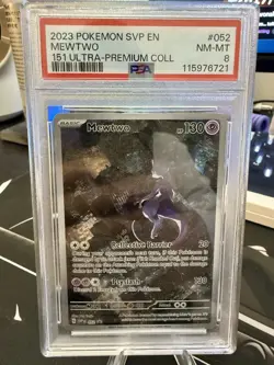 Pokemon Mewtwo TCG 052 Scarlet Violet 151 Black Star Promo Card PSA 8 - Image 1