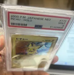 2000 Pokemon Japanese Neo 2 Promo Pichu 172 Reverse Holo PSA 9 - Image 3
