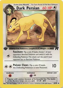 Pokemon TCG Team Rocket Dark Persian 42/82 1st Edition (LP) - Image 1