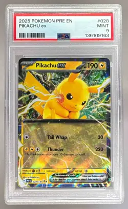 9163 Pikachu ex 2025 Pokemon SV Prismatic Evolutions - PRE EN #028/131 PSA 9 - Image 1