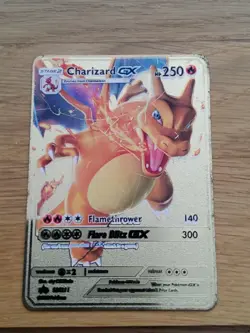 Charizard GX HP250 Gold Metal Pokemon Card Collectible SM211 - Image 1