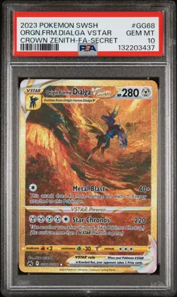 2023 POKEMON SWSH CROWN ZENITH #GG68 FULL ART/ORIGIN FORME DIALGA VSTAR PSA 10 - Image 1