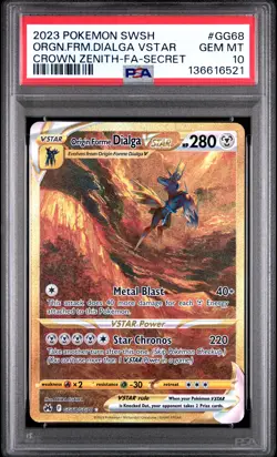 2023 POKEMON SWSH CROWN ZENITH #GG68 FULL ART/ORIGIN FORME DIALGA VSTAR PSA 10 - Image 1