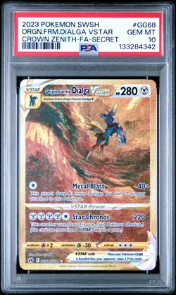 2023 POKEMON SWSH CROWN ZENITH #GG68 FULL ART/ORIGIN FORME DIALGA VSTAR PSA 10 - Image 1
