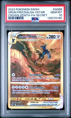 2023 POKEMON SWSH CROWN ZENITH #GG68 FULL ART/ORIGIN FORME DIALGA VSTAR PSA 10 - Image 1