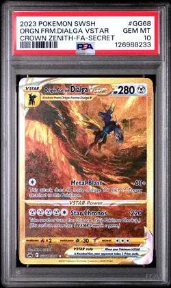 2023 POKEMON SWSH CROWN ZENITH #GG68 FULL ART/ORIGIN FORME DIALGA VSTAR PSA 10 - Image 1