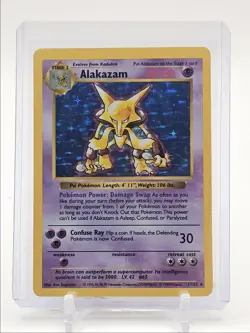 ALAKAZAM 1999 POKEMON SHADOWLESS BASE SET HOLO RARE 1/102 Q3626 - Image 1