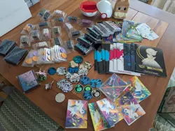 Pokemon Lot Of Dice, Damage Counters, Coins, Sleeves, Figures, Pins, Deck Boxes - Image 1