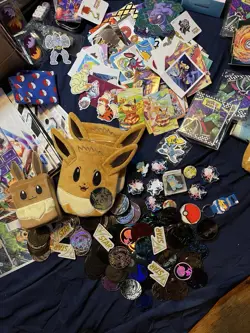 Pokemon TCG Accessories Lot; Card Sleeves, Pins, Stickers, Dice, Coins, Binders - Image 3