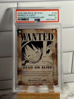 2025 One Piece OP13-118 Monkey.D.Luffy Wanted Poster Alt Art ENG PSA 10 #118 - Image 1
