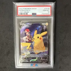 2022 POKEMON SWORD & SHIELD LOST ORIGIN #TG16 FULL ART/PIKACHU V PSA 10 - Image 1