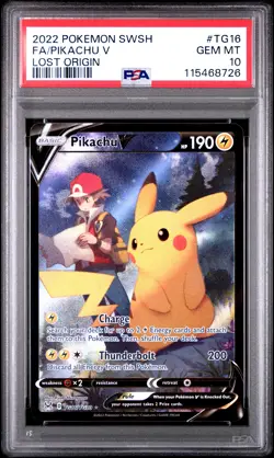 2022 POKEMON SWORD & SHIELD LOST ORIGIN #TG16 FULL ART/PIKACHU V PSA 10 - Image 1